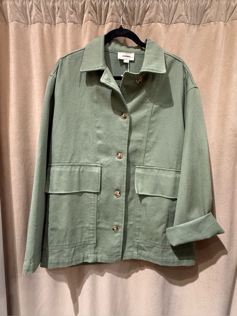 Light Green Button-Front Utility Jacket - Picture 7 of 12